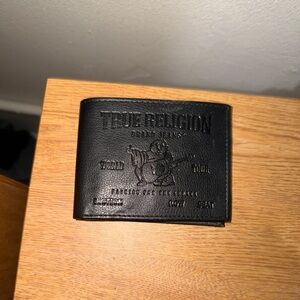 NEW True Religion Black Embossed Leather Wallet